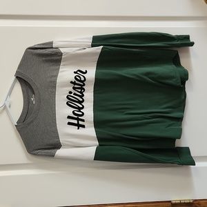 Hollister Long Sleeve Green/Gray/White Tee, Medium